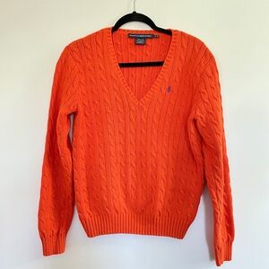 Ralph Lauren Sport Womens XL SweaterCable Knit Tennis Academia Preppy Varsity